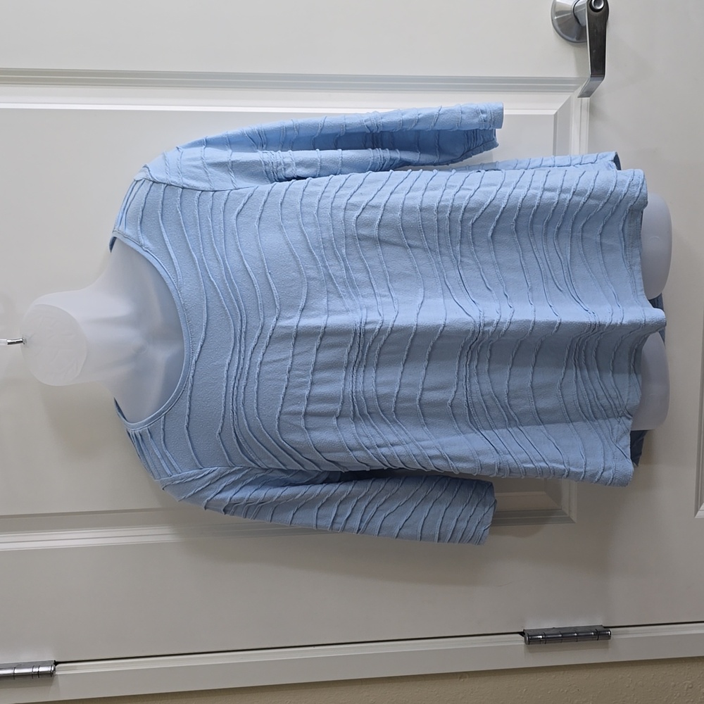 Chico's Solid Viscose Blouse Size 12 Blue‎